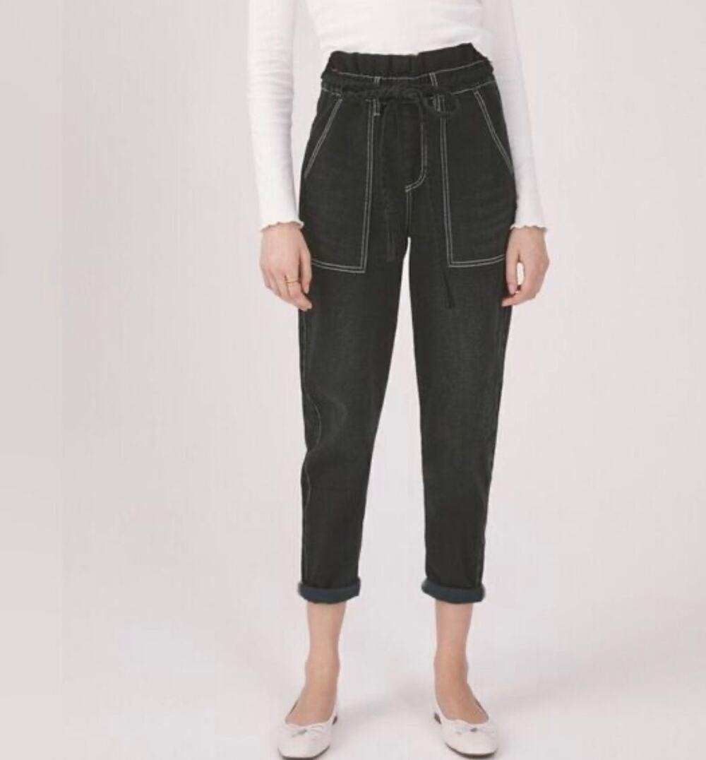 New something Navy Harlow paper bag pants black sz 14 $145